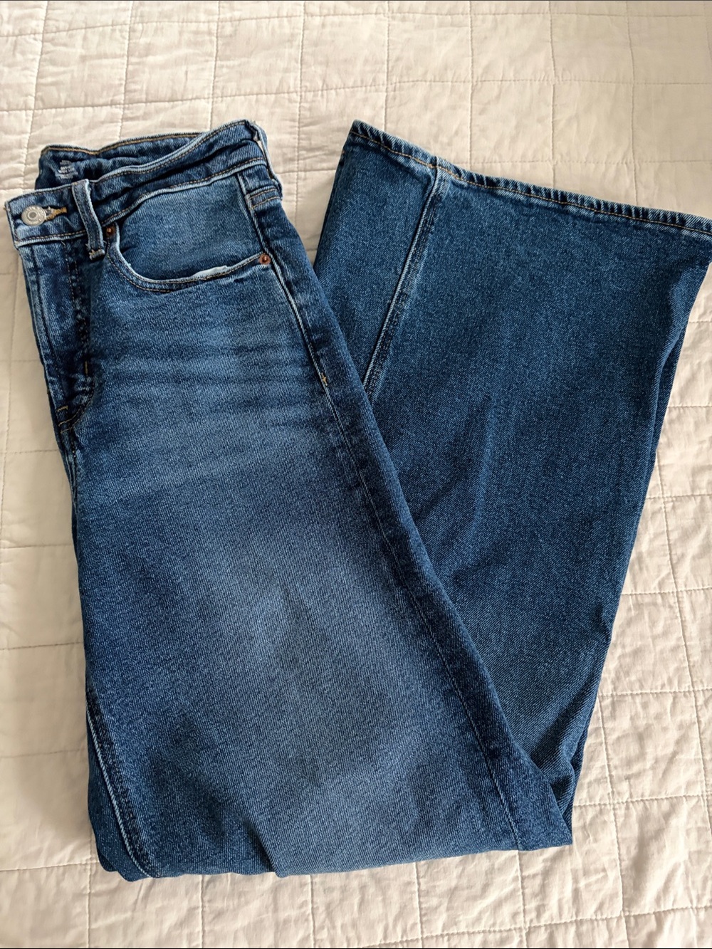 Old Navy Blue extra high rise ski-hi wide Leg Jeans